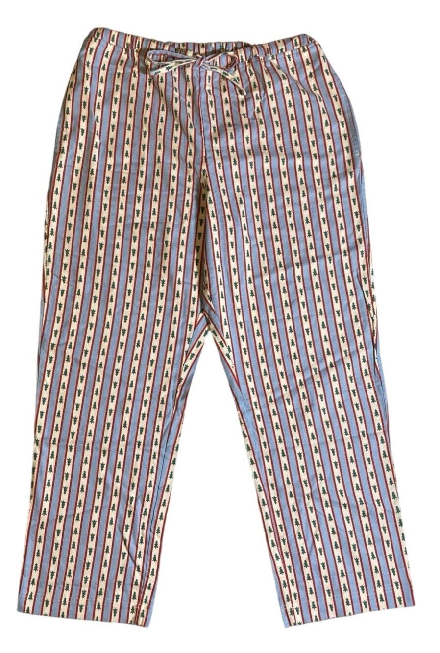 Hanna Andersson Holiday Flannel Pajama Pants Only Tree Ribbons On Blue Sz XL